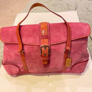 Coach Hot Pink Suede Hobo Handbag - K04Q-9271
